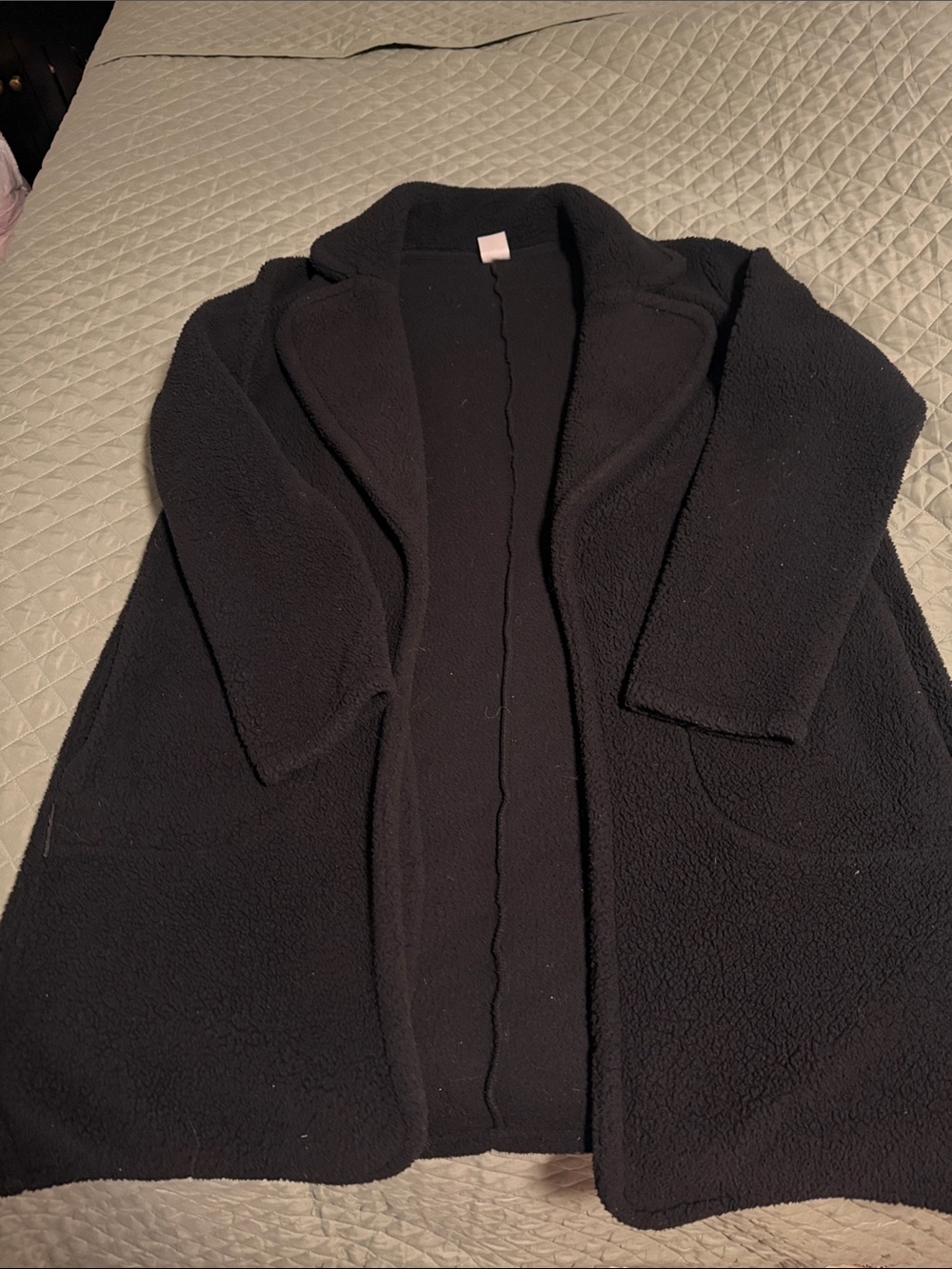 Jockey Black Open-Front Teddy Fleece Jacket